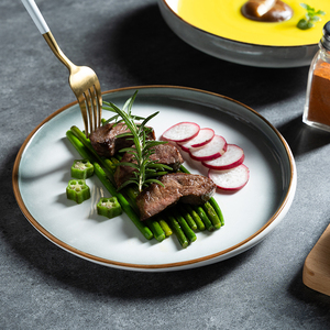北欧意面盘子陶瓷创意圆形沙拉盘法餐摆盘汤盘刺身高级感酒店餐具