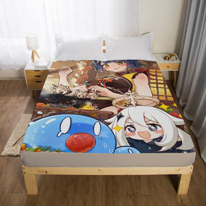 定做动漫原神周边印图床笠单双人1.2m防滑床套1.5床垫保护罩子1.