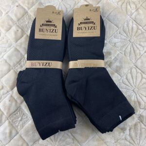 10双装 步一足黑色纯棉舒适袜春秋冬季男士中筒商务袜酒店员工袜