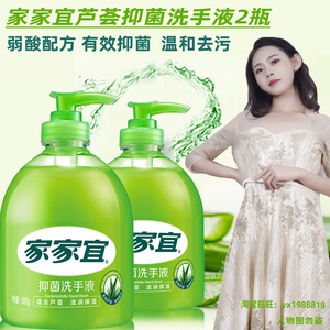 家家宜抑菌洗手液芦荟保湿滋润温和手部天然泡沫易冲洗500g克2瓶