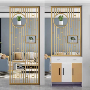 北欧铁艺屏风入户客厅简约轻奢玄关半墙不锈钢洗漱台镂空装饰隔断