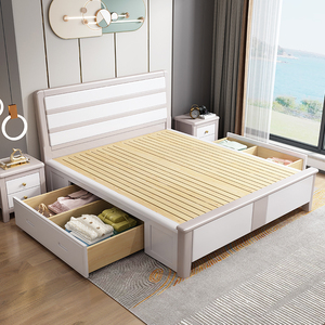 实木床2000×2200双人床1.8m现代简约主卧大床2米x2米2加大加宽床