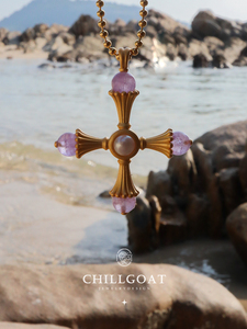 chillgoat/起源十字符号原创设计紫色水晶吊坠锁骨项链小众高级