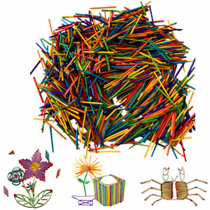 diy火柴棒儿童手工制作材料彩色火柴棍 小木棍计数棒 约1000根