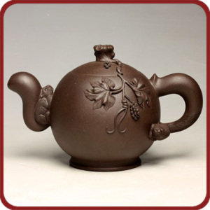 宜兴紫砂壶 纯手工正品茶壶 保真 原矿紫砂杯 袁征军-松鼠葡萄