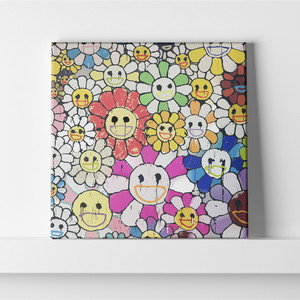 村上隆涂鸦太阳花装饰画日系风格儿童房客厅卧室壁画工作室挂画