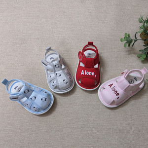 雪娃娃新款夏款婴儿学步鞋6-18个月男女宝宝外出软底棉布凉鞋
