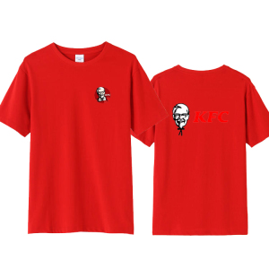 kfc肯德基宅急送外卖快递员短袖工作衫定制印花纯棉t恤logo团队服