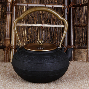 福藤铁壶日本南部老铁壶纯手工进口生铁烧水提梁壶铸铁煮茶器茶具