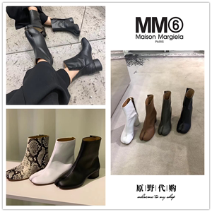 Maison Margiela马丁靴MM6马吉拉tabi分趾中筒高跟圆跟短筒靴子女