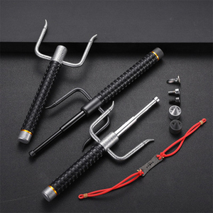 多功能伸缩三节棍防卫合金钢甩棍铁尺兵器弹弓多用户外防身武器