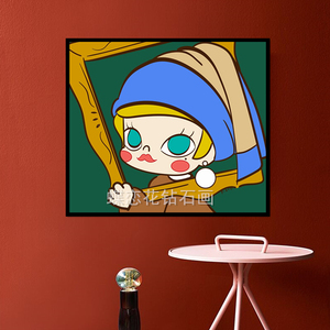 diy可爱欧式插画戴珍珠耳环的少女茉莉方圆钻石画点钻十字绣molly