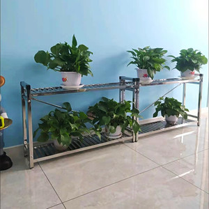 客厅落地式置物架简约双层多肉花架盆白色不锈钢网红花架21人付款120