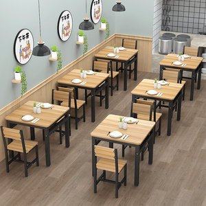 早餐店餐桌椅组合家用简约小户型小吃快餐饭店正方形吃饭四方桌子