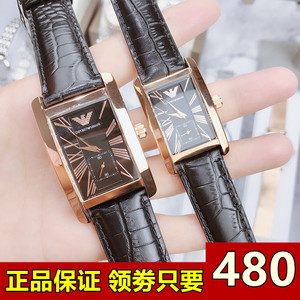 armani手表情侣阿玛尼方形男表女表对表皮带石英表ar0169 ar0168