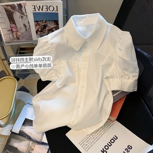 专柜商场撤回国际大牌剪标尾单法式娃娃领白衬衫女别致设计感上衣