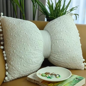 欧式ins白色蕾丝小花朵可爱蝴蝶结腰枕靠枕套抱枕可拆洗定制现代