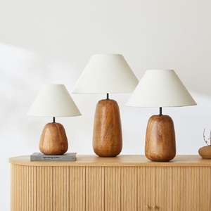 法式木质台灯 复古美式简约浪漫卧室灯实木床头灯创意设计师灯饰