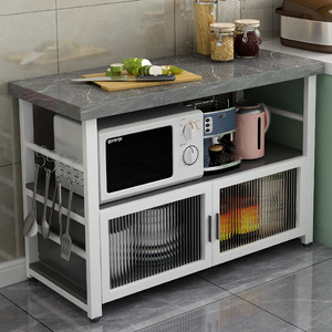 0058人付款淘宝美式实木可移动中岛台家用收纳铁艺餐边柜工作台厨房