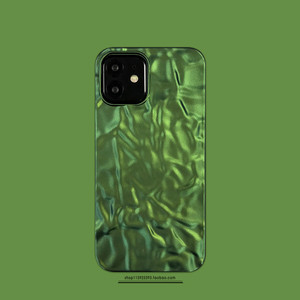 高级感曼巴绿褶皱纹iphone15手机壳适用14苹果13ProMax液体硅胶12