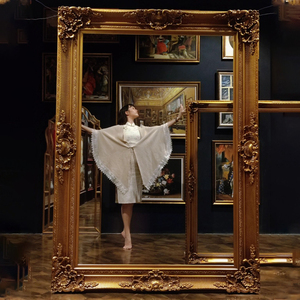实木定制超大尺寸油画框拍摄道具复古金色巨型相框户外布景欧式