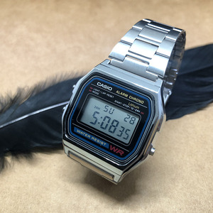 卡西欧手表男女时尚经典复古数显银色中性手表a158wa-1d