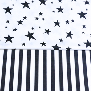 1.6米幅宽黑白风格全棉布料几何条纹水波浪星星印花纯棉面料