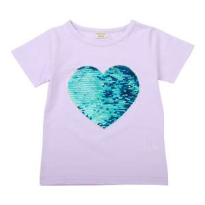 爱心形儿童亮片t恤小马宝莉图案翻转双面会变色宝宝女童短袖衣服8