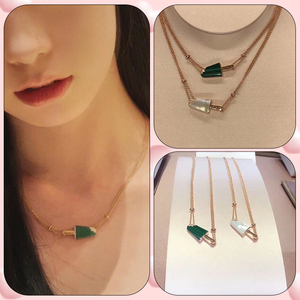 代购bvlgari宝格丽冰淇淋雪糕项链 孔雀石镶钻白贝母吊坠锁骨链