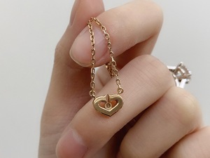 二手cartier卡地亚18k玫瑰金爱心单钻项链