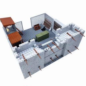 乐高教育二战德军事人仔废墟阵地场景基地城墙碉堡积木拼装玩具男