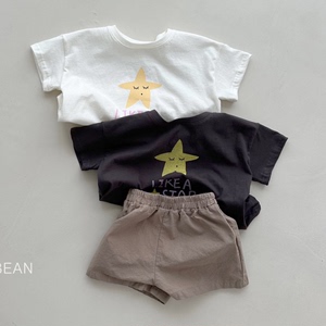 现货韩国进口婴幼童装百搭纯棉星星短袖T恤夏季薄款五角星打底衫
