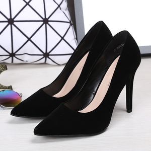 newlook 超高跟气质浅口女单鞋 黑色绒面高跟鞋