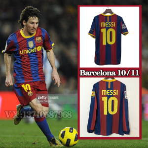 10-11巴萨复古球衣1011主场足球服10号梅西短袖哈维伊内斯塔长袖
