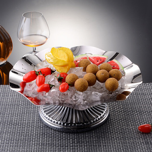 酒吧ktv专用不锈钢水果果盘大号精致零食干果盘简约现代高档 商用