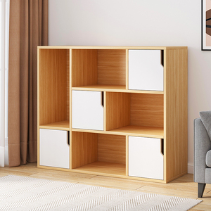 简易书架落地置物架窄小型收纳柜子多层卧室客厅格子柜书柜置物柜