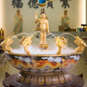 景泰蓝九龙吐水浴佛盆太子佛浴佛用品纯铜浴佛勺子寺庙浴佛节用品