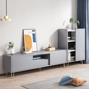 电视柜轻奢后现代边柜套装组合出租房经济型客厅墙柜高柜带书柜子