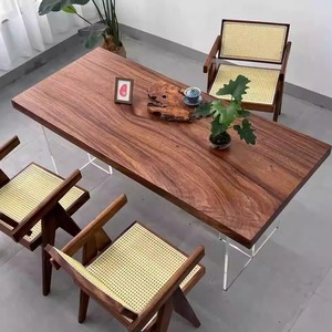 南美胡桃木大板茶几实木餐桌子原木书桌雨木办公桌茶室茶桌整板