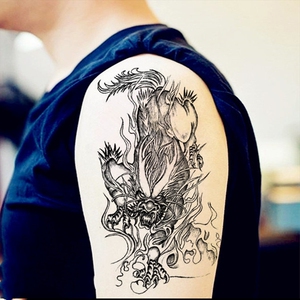 tb028537367淘宝草本半纹身贴貔貅麒麟穷奇山海经神兽纹身贴半臂