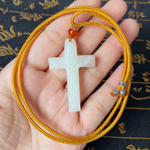 新疆和田玉十字架吊坠 男女款基督信物挂件玉石耶稣项链玉佩饰品