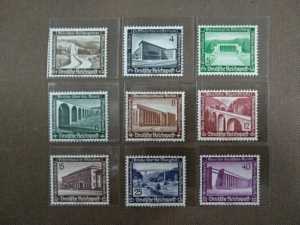 1936年德国邮票 第三帝国建筑
9全，原胶无贴，全品。