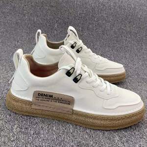 凯路轩鞋子男小白鞋2022年嘻哈休闲鞋纯色皮面板鞋韩版透气百搭潮