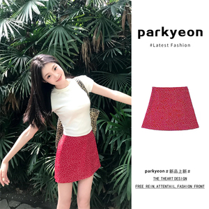 高腰显瘦红色波点半身裙女夏季韩系甜美小个子气质百搭A字短裙子