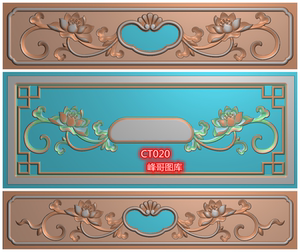 荷花抽屉精雕图 荷花抽斗面浮雕图 灰度图 有线