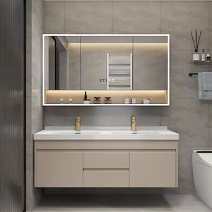 简约浴室柜双盆陶瓷一体智能卫浴组合实木卫生间洗漱台池洗脸手盆