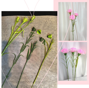 丝网花 丝带花 纸艺花 康乃馨花杆 带花托 单头 三头康乃馨花杆