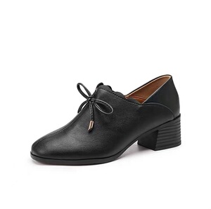 dusto/大东2022春季新品圆头粗跟蝴蝶结可两穿小皮鞋女鞋22c1025a