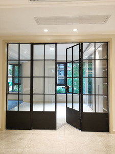 铁艺新款大门老钢窗玻璃厨房阳台客厅卫生间双开门推拉门隔断