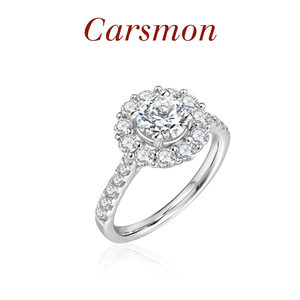Carsmon卡诗蔓《奥索莱尔》18K白金80分GIA钻石求婚戒指群镶刻字
